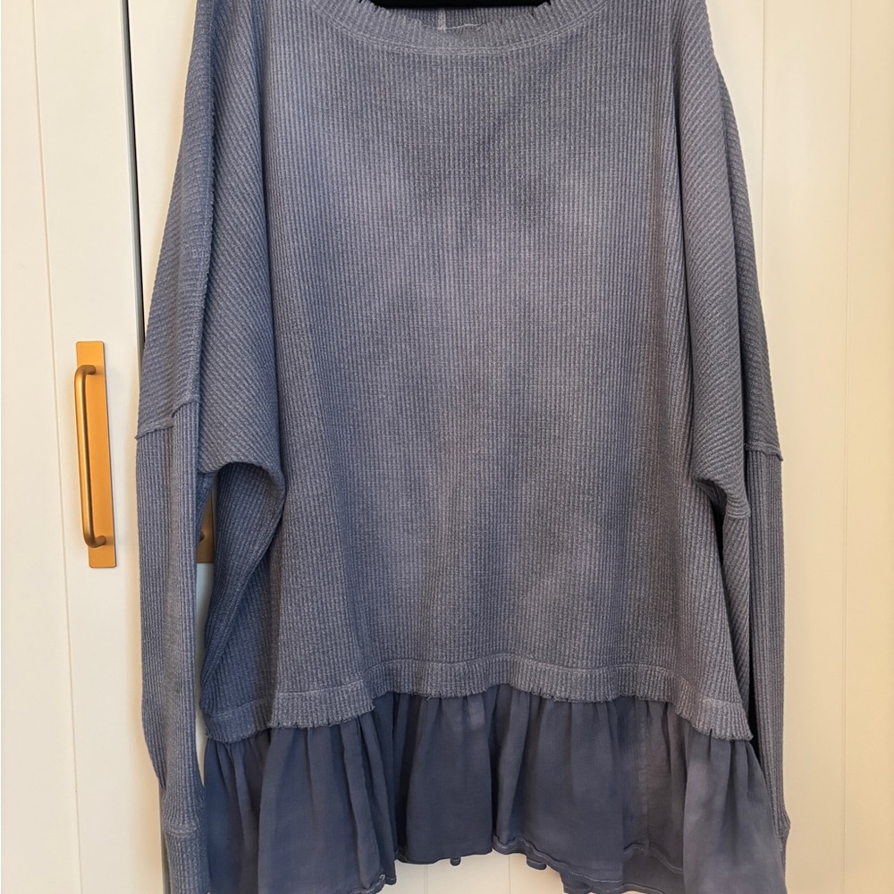 We The Free Ribbed Knit Sweater in Blue